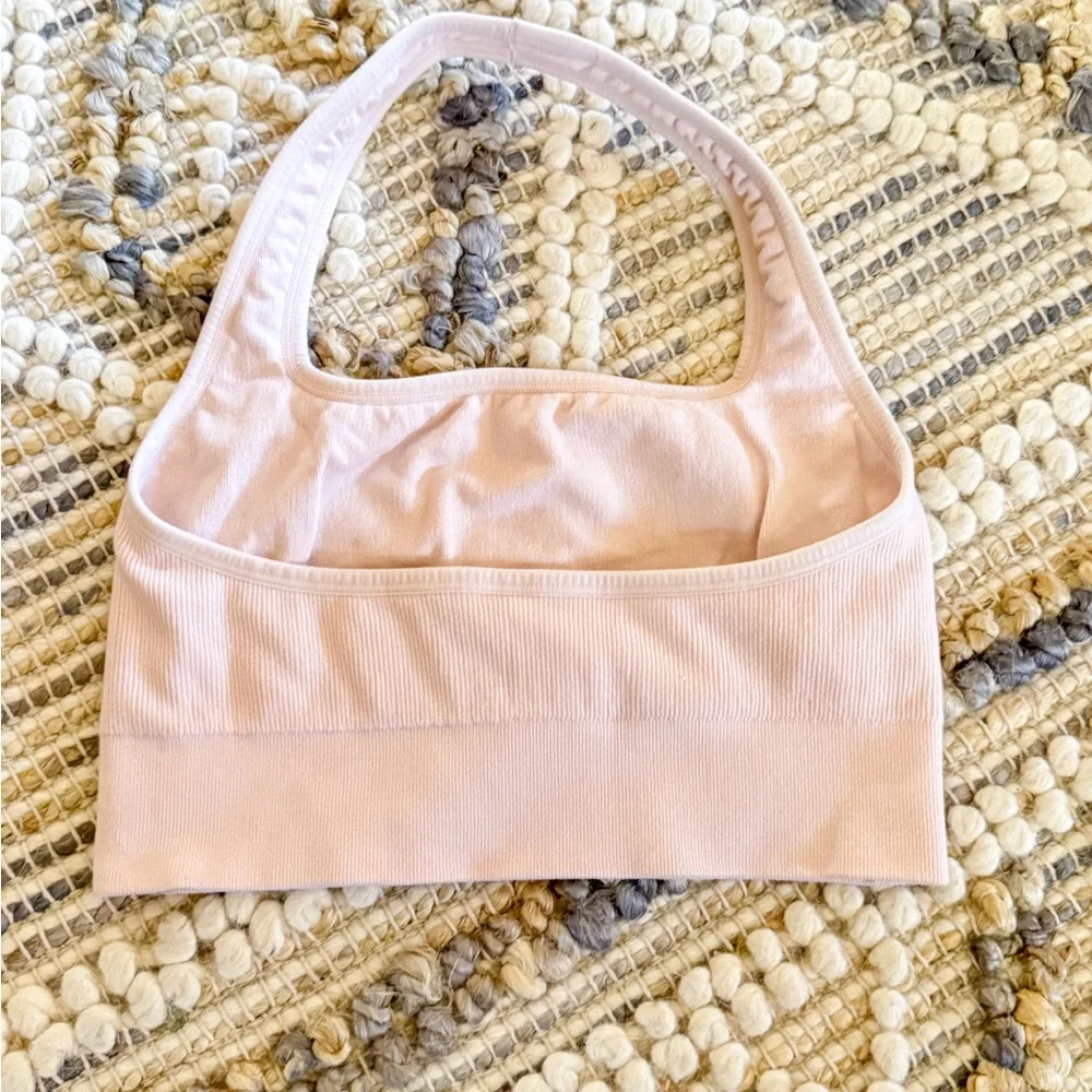 Fabletics Blush Pink Ribbed Sports Bra